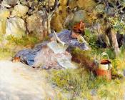 卡尔 拉尔森 : A Lady Reading a Newspaper